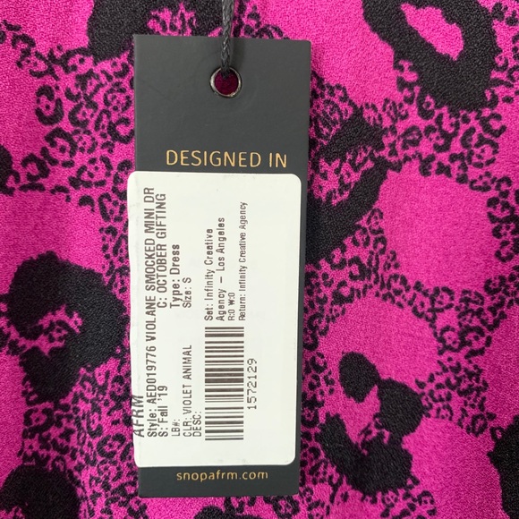 NWT AFRM Violaine Cheetah Smocked Mini Dress - Picture 14 of 16